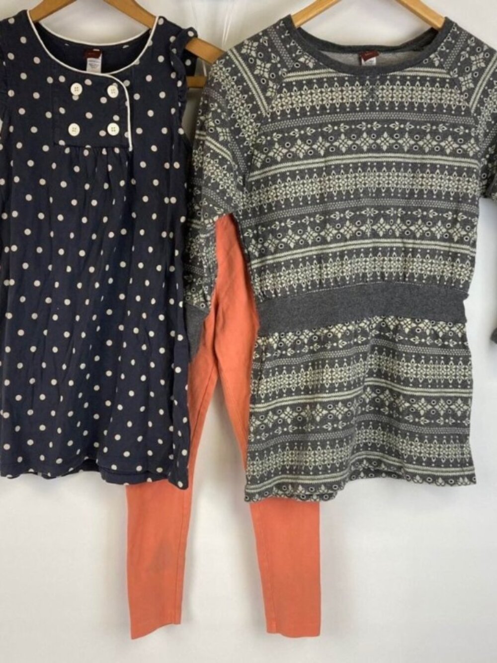 Tea Collection Sz 7 Girls Dresses & Lands End Leggings Lot Outfit Set 3pc Bundle